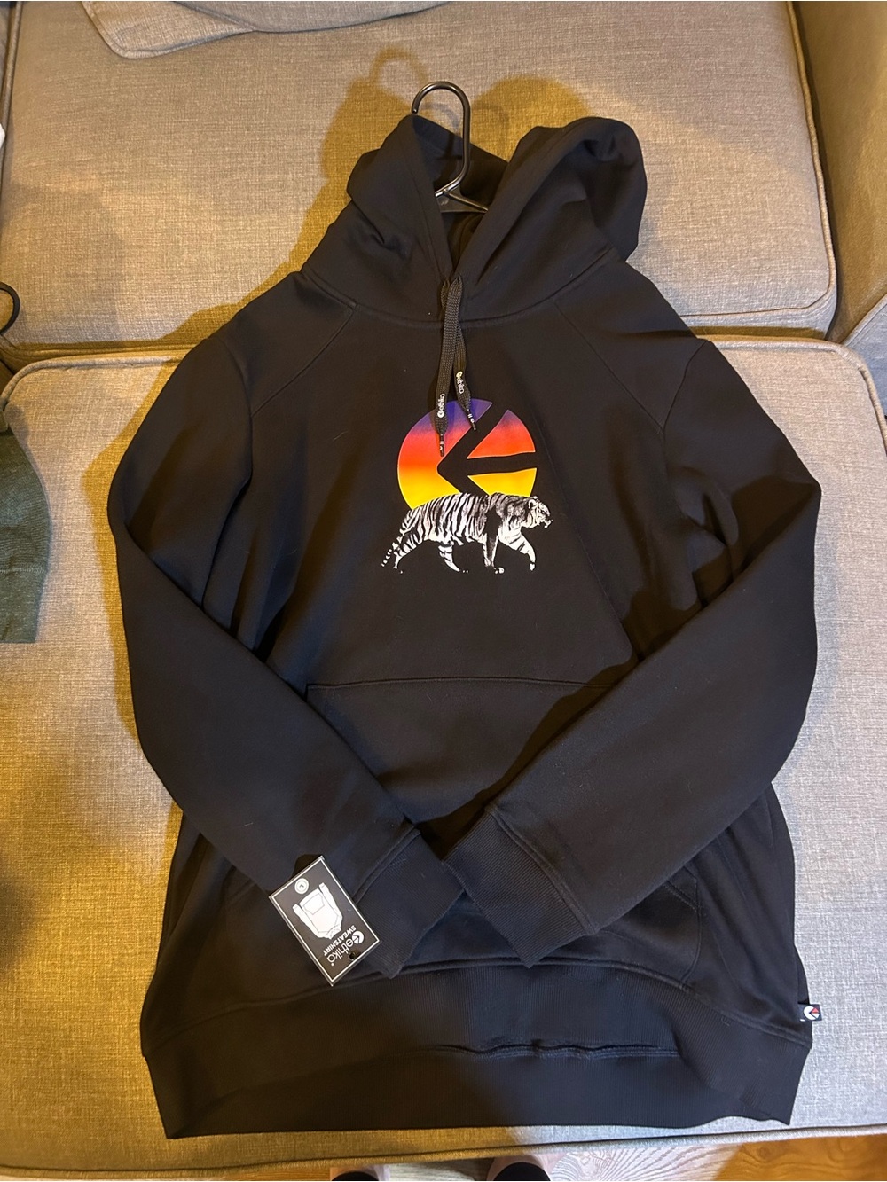 ethika Black Hoodie with Gradient Sunset Tiger Graphic